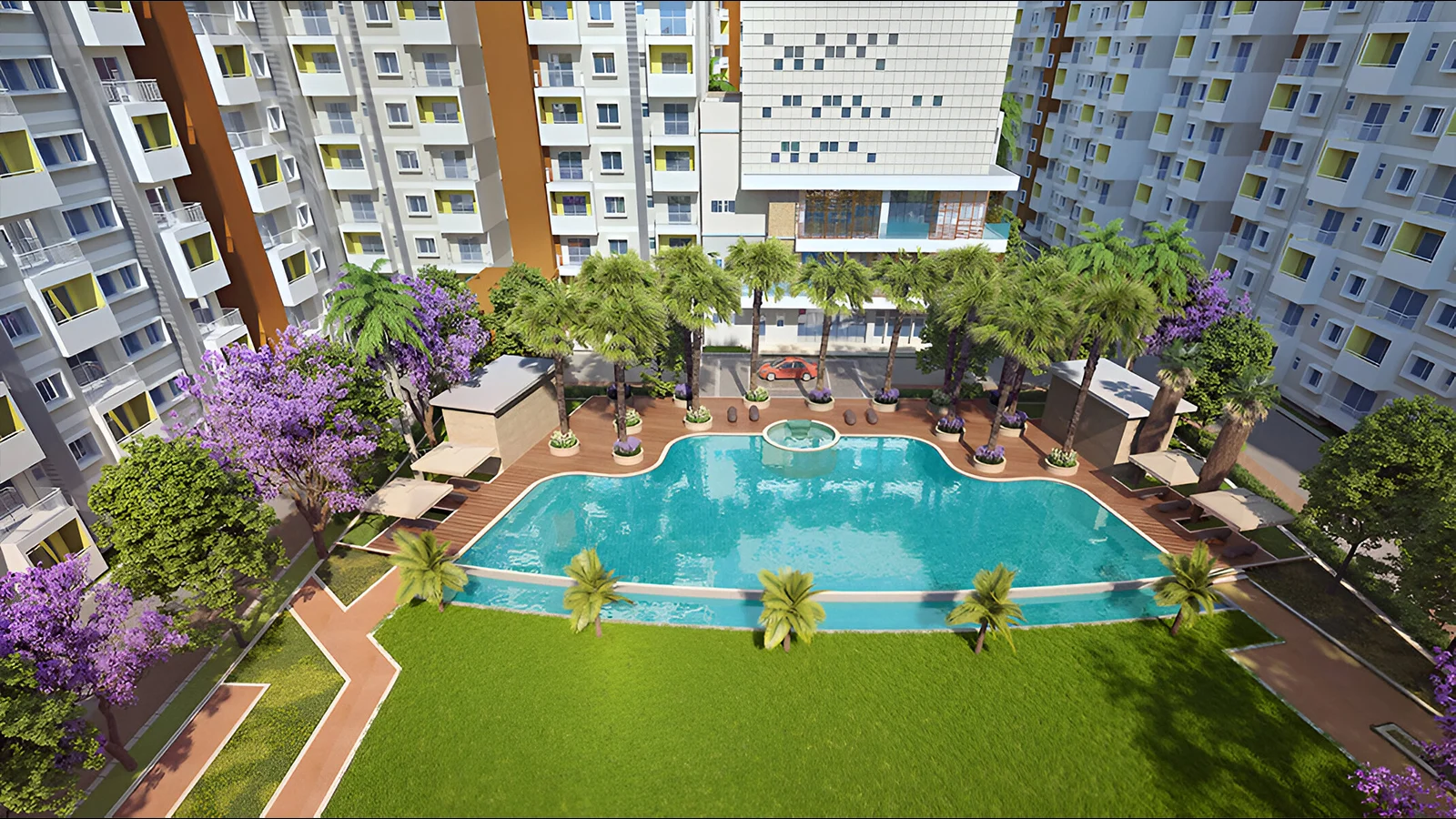 Sattva Park Cubix Apartment in North Bangalore Swimming Pool Day View